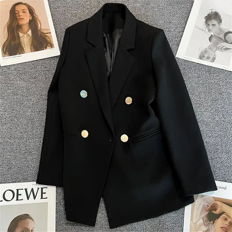 Green Metal Buckle Women's White Suit Jacket Casual Versatile High-end Feel Western-style Clothes Spring/autumn 2023 New