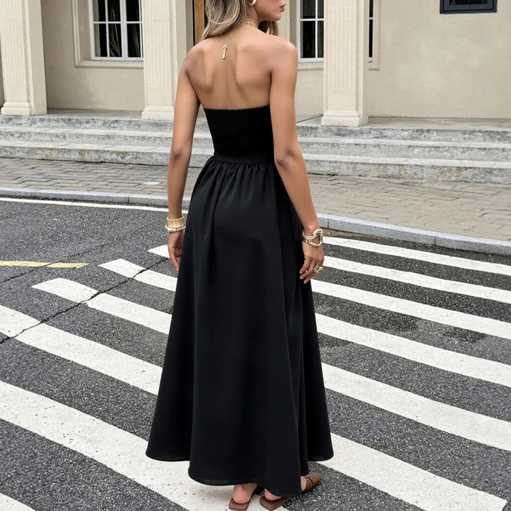 Mia Muse Dresses All Season Fashion Korean Plain Bubble Sleeve Off Shoulder Boat Neck Midi A-Line Anniversary Milkmaid Dresses