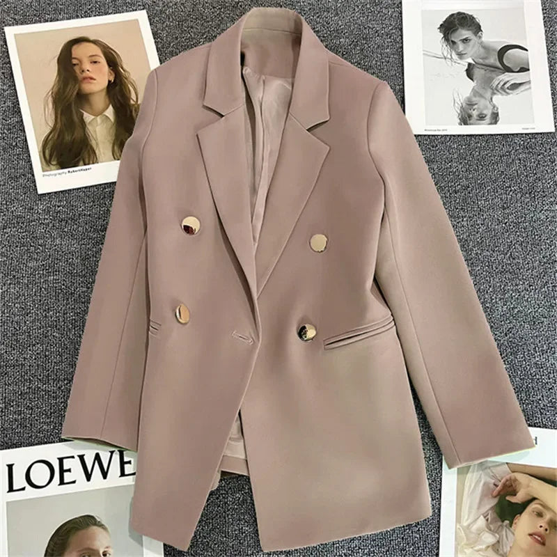 Green Metal Buckle Women's White Suit Jacket Casual Versatile High-end Feel Western-style Clothes Spring/autumn 2023 New